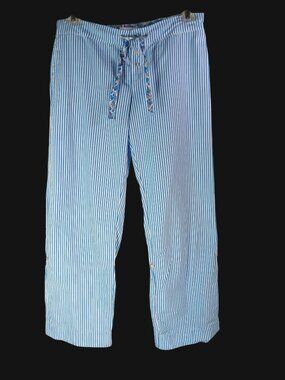 Vintage Y2K Victorias Secret Angel Blue White Striped Cotton Pajama Pants M Roll